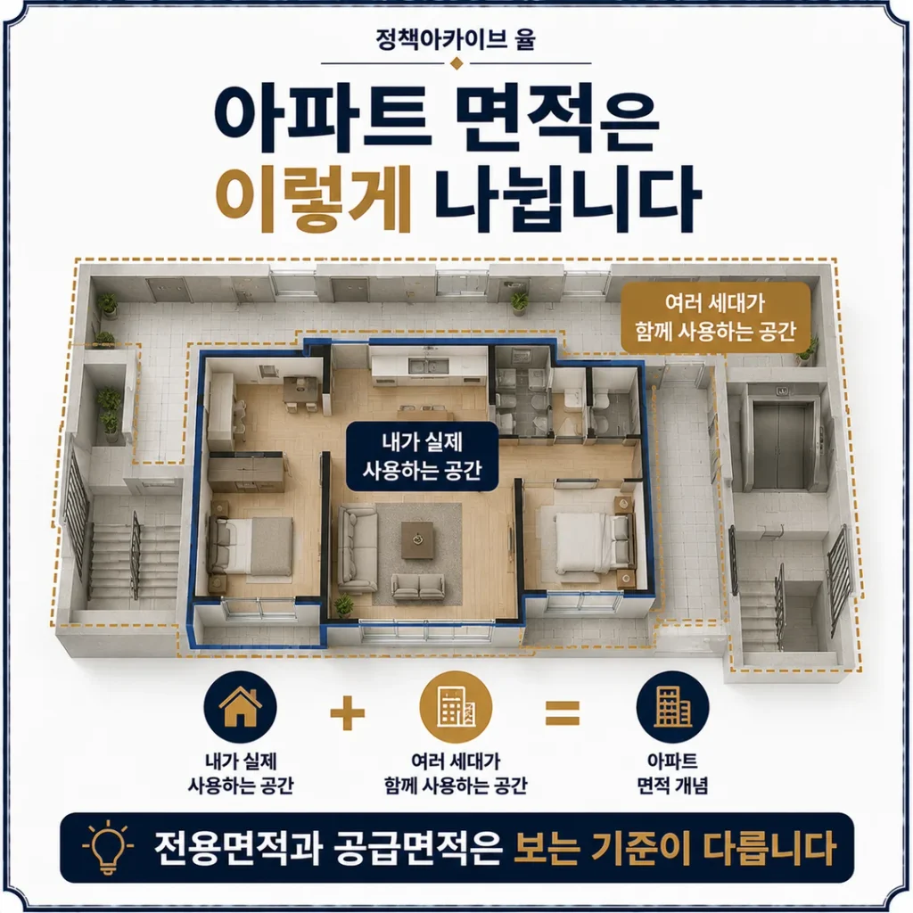 아파트 면적은 이렇게 나뉩니다
내가 실제 사용하는 공간
여러 세대가 함께 사용하는 공간