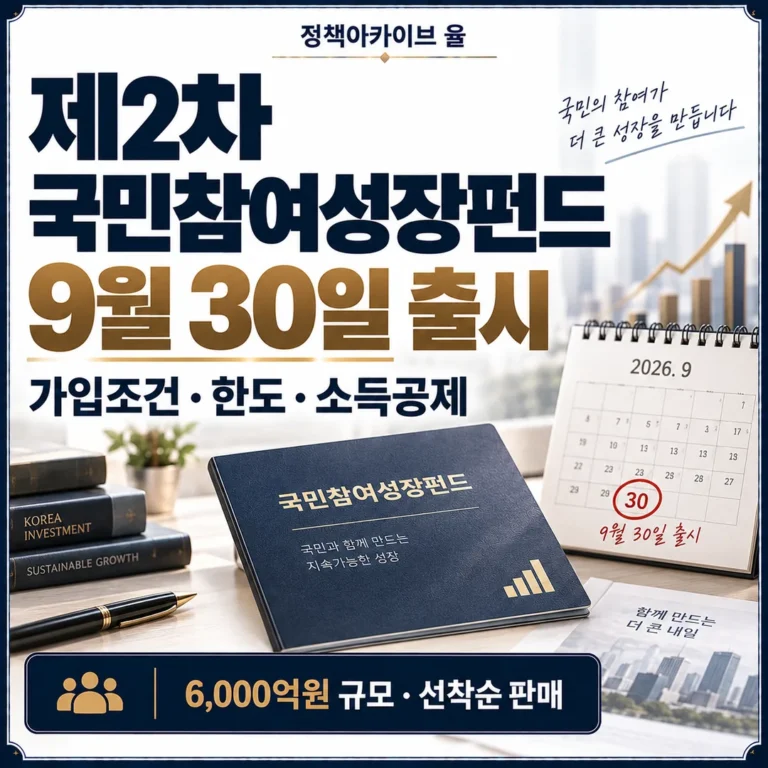 제2차 국민참여성장펀드 9월 30일 출시, 가입조건·한도·소득공제 정리