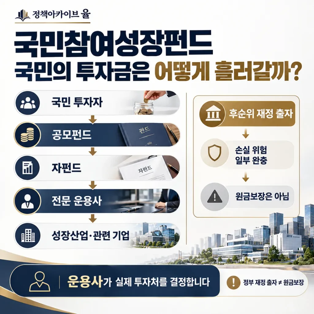 국민의 투자금은 어떻게 흘러갈까?
운용사가 실제 투자처를 결정합니다
정부 재정 출자 ≠ 원금보장